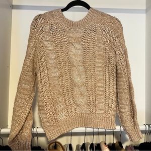 knit sweatshirt tan